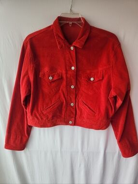 Red Cropped Corduroy Jacket